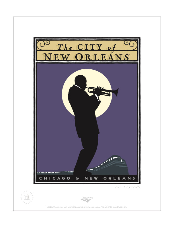 City of New Orleans (Chicago to New Orleans) Signed Print