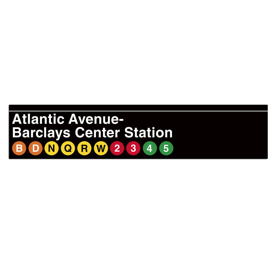 Atlantic Avenue-Barclays Center Station sign with subway line icons on a white background