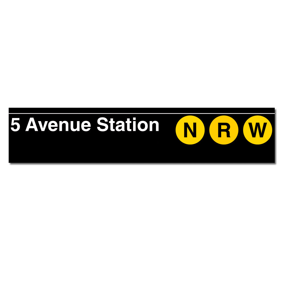 5 Avenue (N R W) Sign