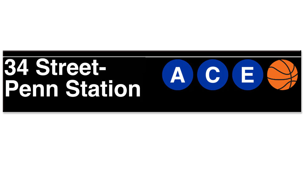 34 Street / Penn Station (A C E Basketball) Subway Sign