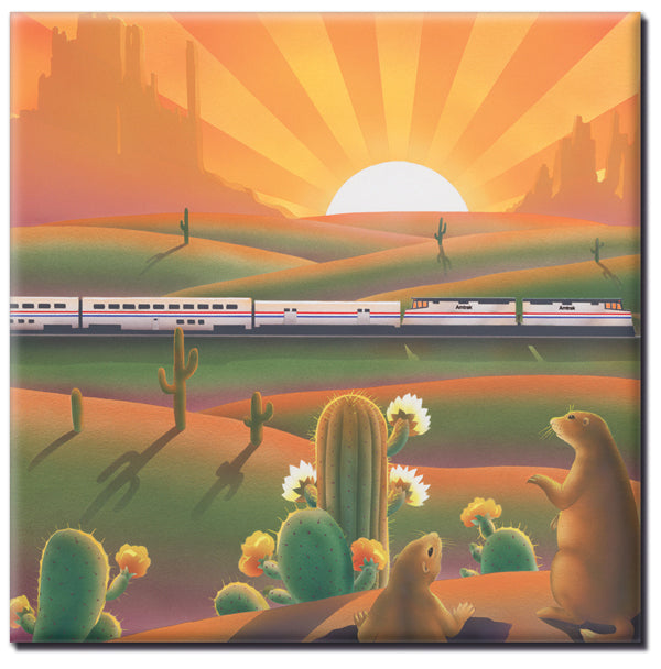 Cactus Sunrise Square Magnet