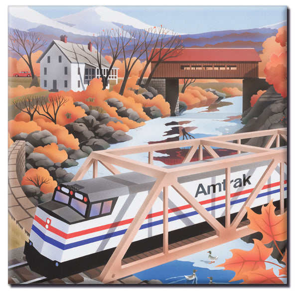 Covered Bridge Square Magnet