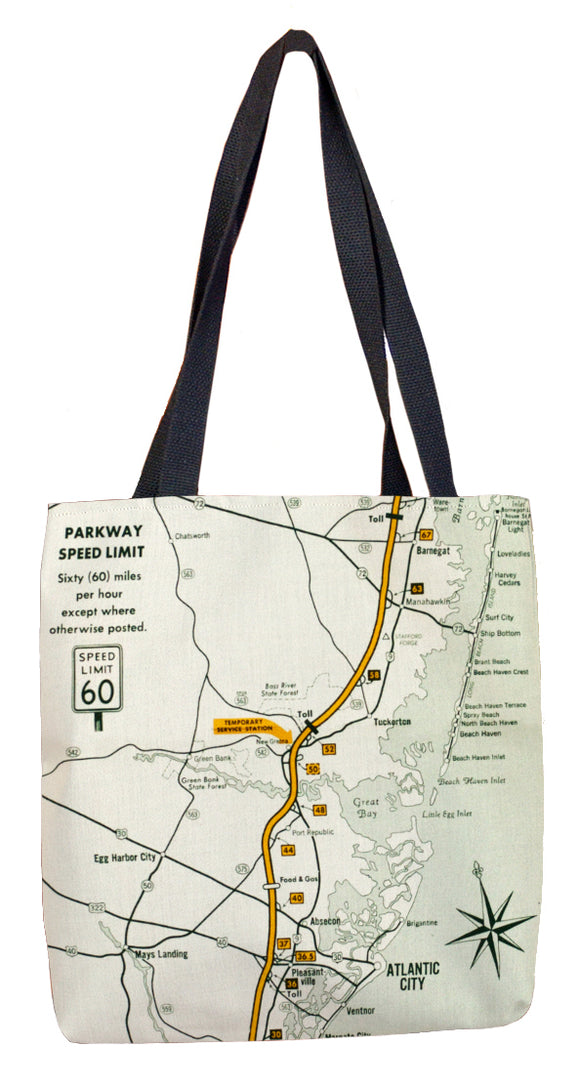 Garden State Parkway Retro Map Tote Bag