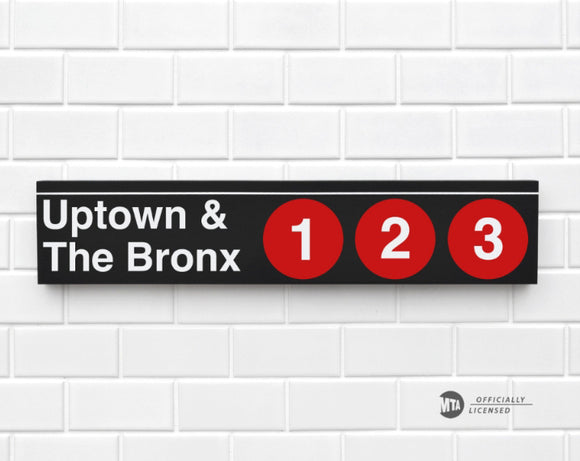 Uptown and The Bronx 123 Sign