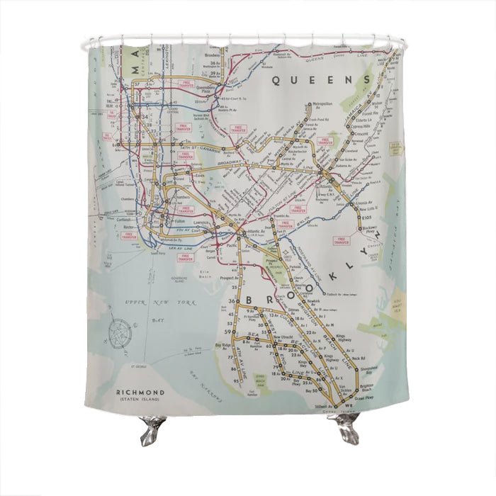 Hagstrom BMT Map, 1948 Shower Curtain