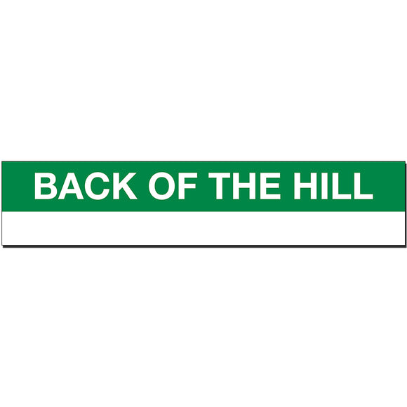 Back of the Hill Sign