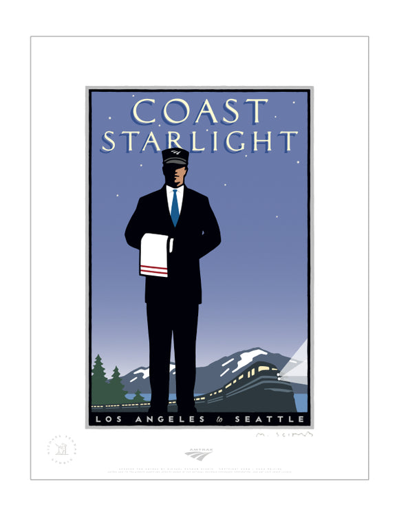 Coast Starlight (Los Angeles to Seattle) Signed Print