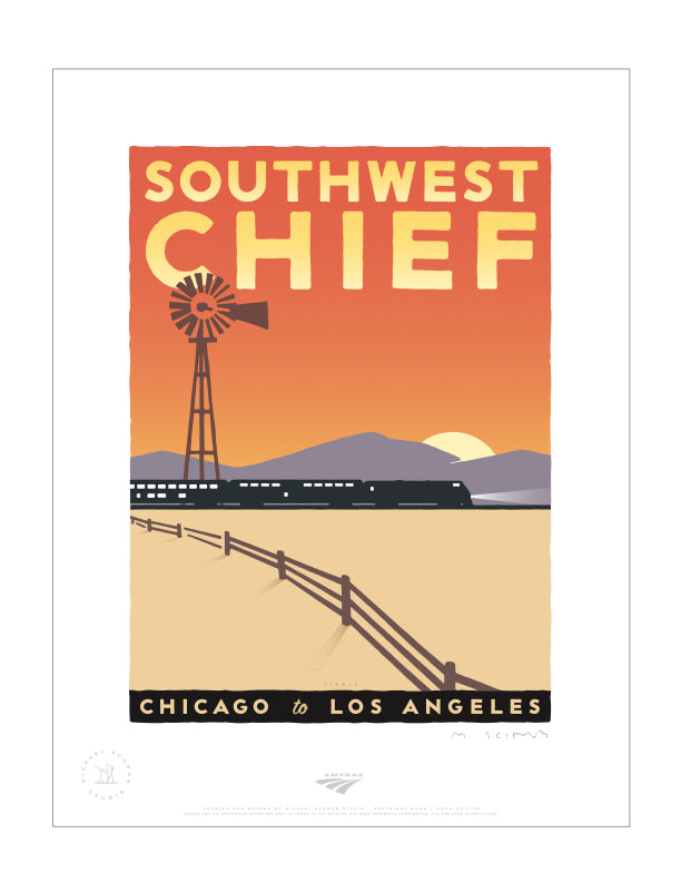 Southwest Chief (Chicago to Los Angeles) Signed Print