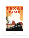 Texas Eagle (Chicago to San Antonio to Los Angeles) Signed Print